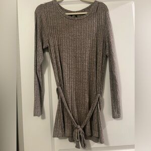 Ribbed Long Sleeve Tunic with Tie